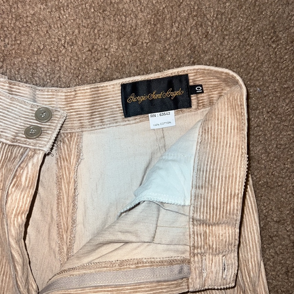 Vintage Giorgio San’t Angelo beige pleated corduroy womens straight leg pants - Picture 3 of 4